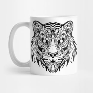 Biomechanical Tiger: An Advanced Futuristic Graphic Artwork with Abstract Line Patterns Mug